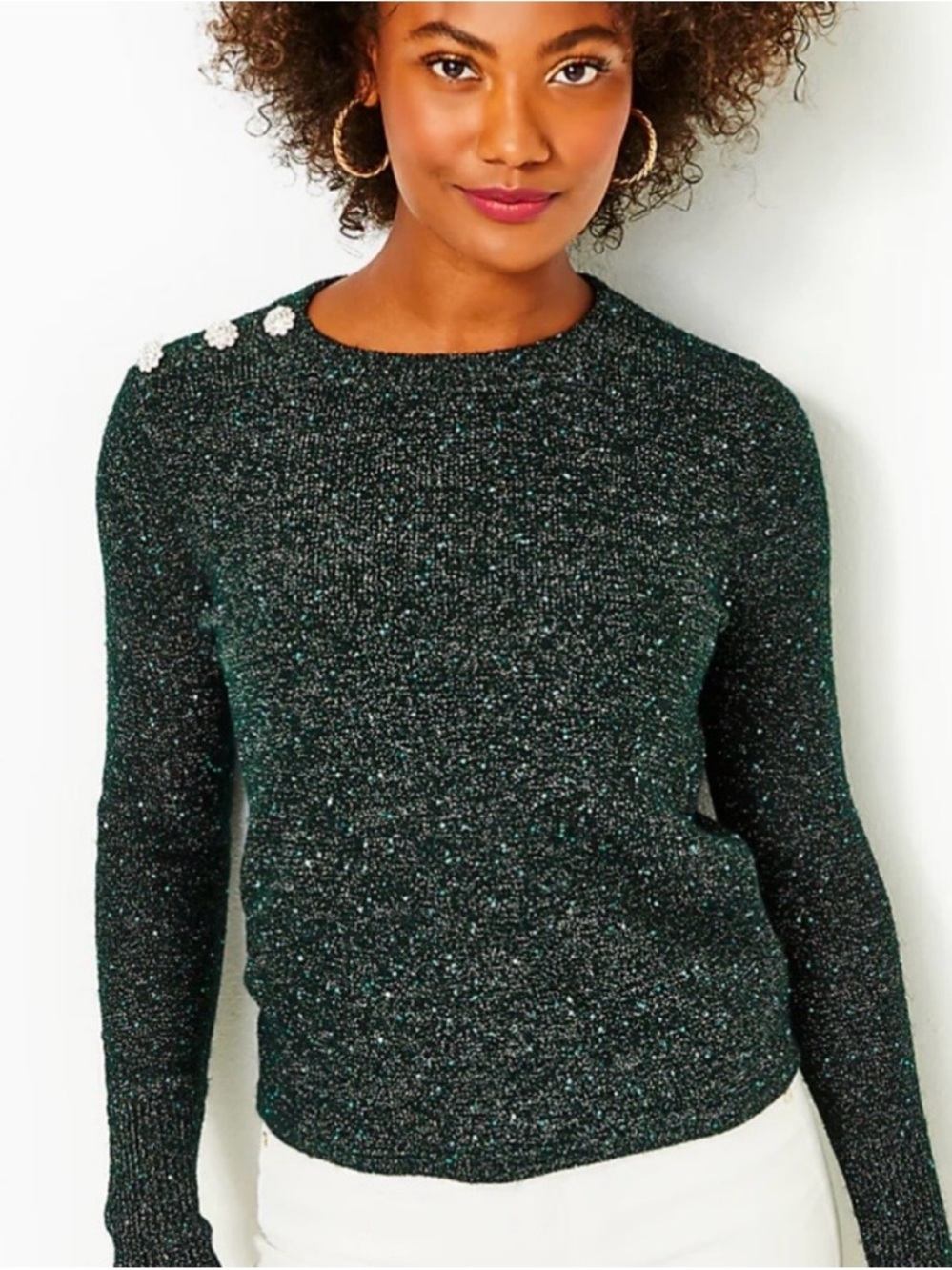GREAT LIKE NEW CONDITION- Lilly Pulitzer Morgen Sequin Sweater in Evergreen XS